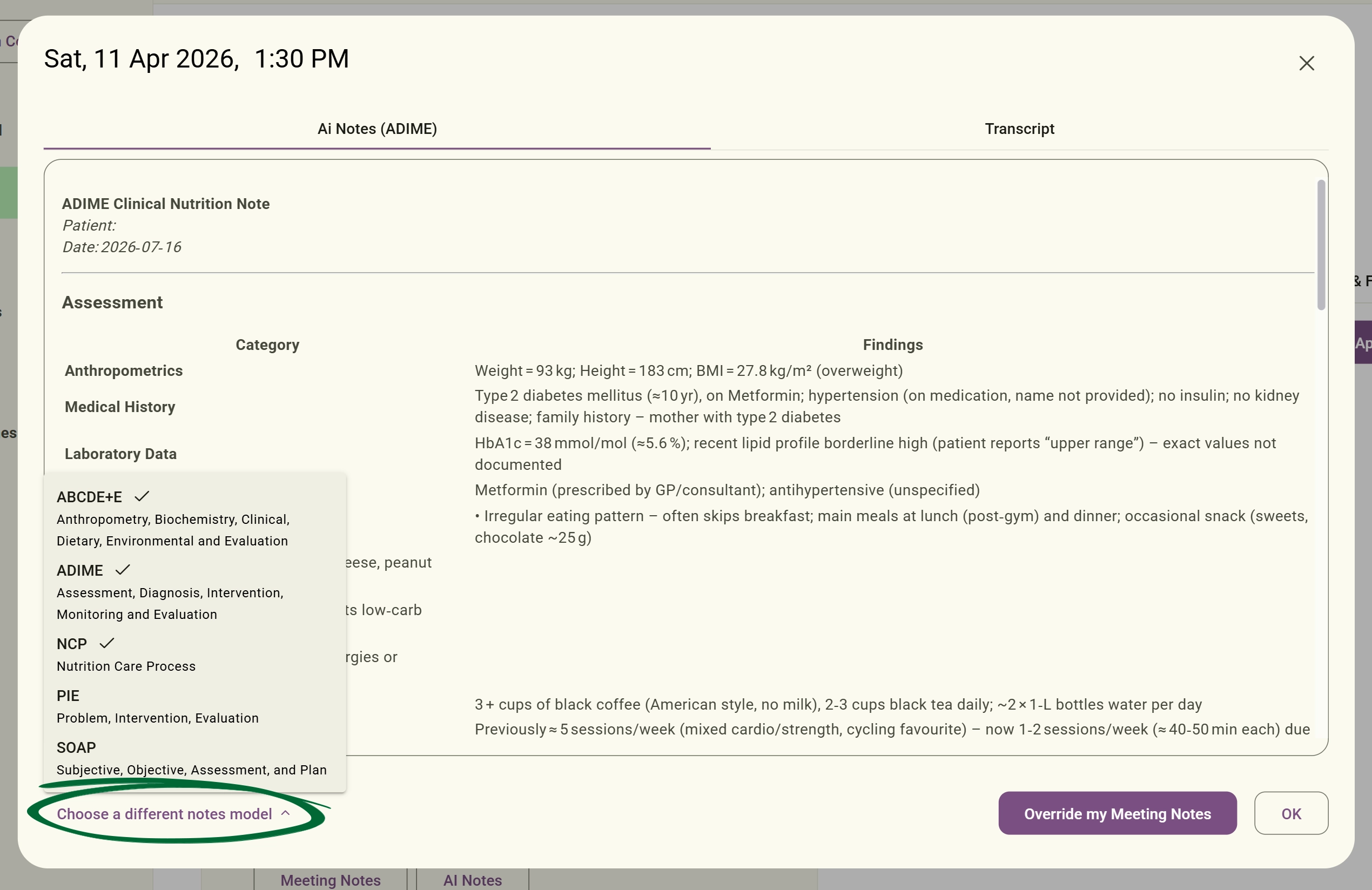 AI Notes & Transcripts screenshot